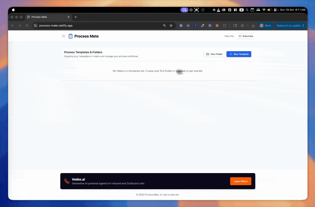 Creating a template in ProcessMate